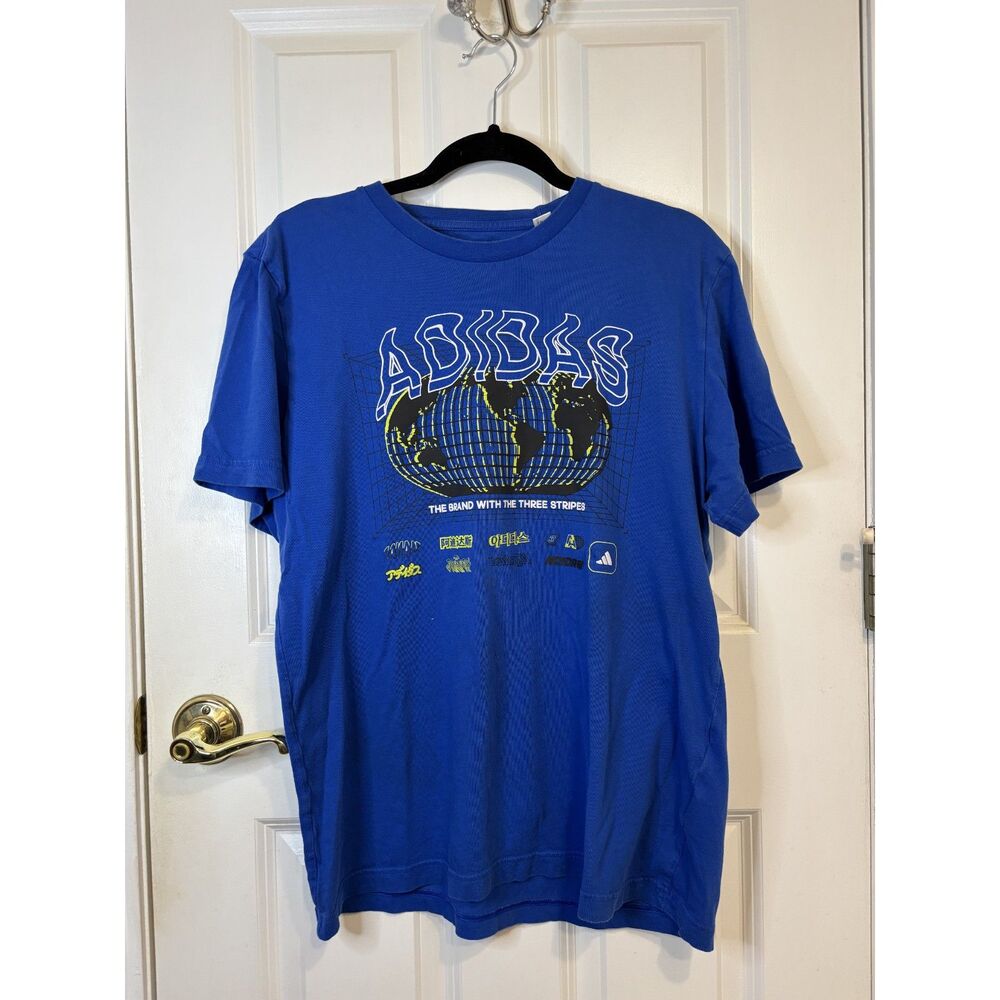 Adidas Athletics Pack Worldwide Blue Graphic Tee Size Large